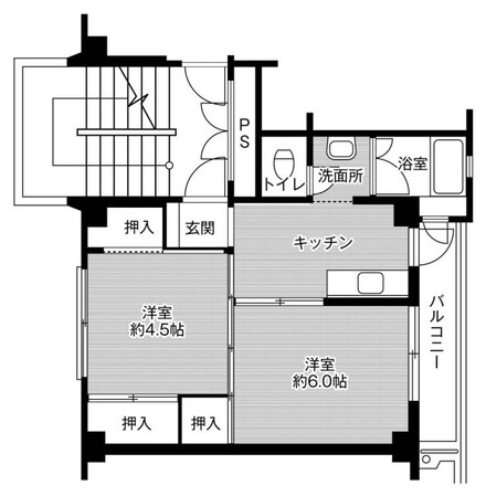 ビレッジハウス北条第三3号棟の物件間取画像